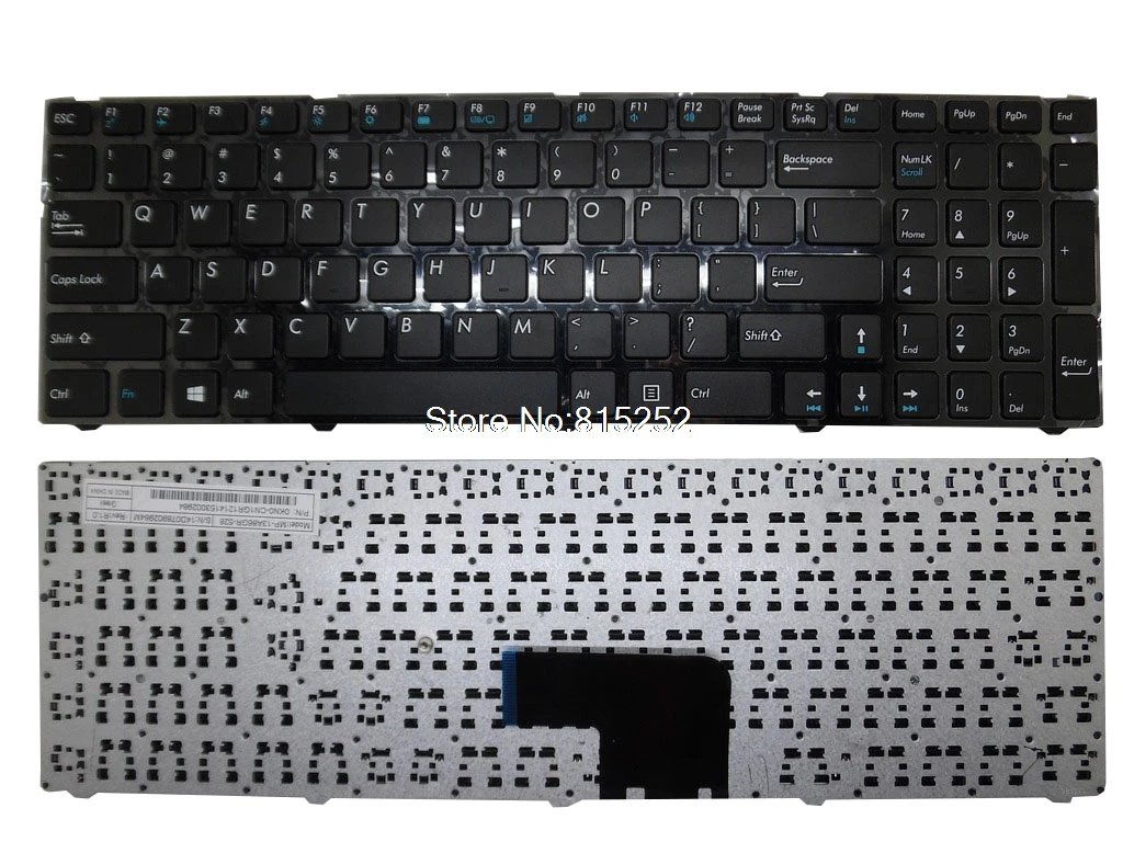 0KN0-CN2RU12 Laptop Keyboard For Pegatron C15 MP-13A83SU-5281 Turkish TR/United States US New With Shiny black Frame