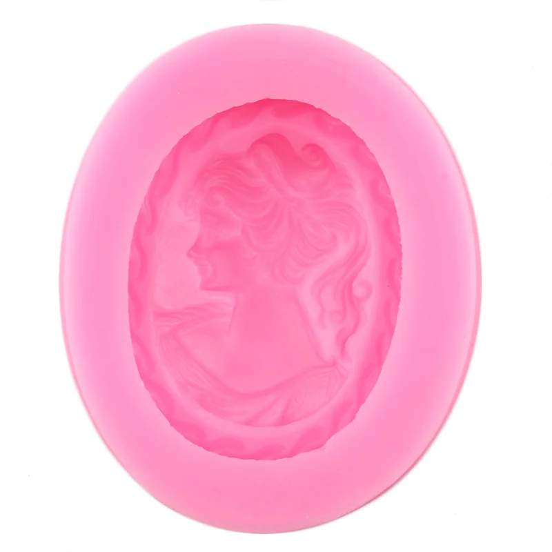 3D Woman Lady Cameo Silicone Mold Oval Frame Cake Decorating Tools Cupcake Topper Fondant Candy Chocolate Molds Soap Resin Mould