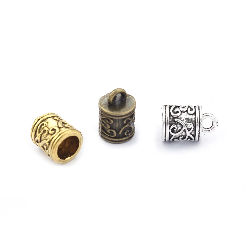 20Pcs Tibetan Silver/Bronze/Gold End Caps Beads Tassel Cap Charms For 5mm Round Leather Cord Bracelet Jewelry Accessories