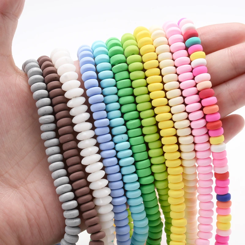 New 7mm 11 Colors Ellipse Clay Beads Charm Polymer Clay Spacer Loose Handmade Beads For DIY Bracelet Necklace Accessories