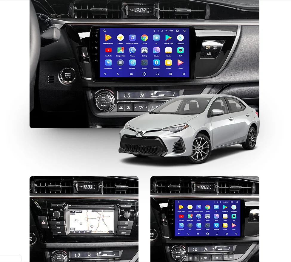 6+128GB 360 HD Camera For Toyota Corolla 2010-2017 Android 10 Carplay Radio Player Car GPS Navigation Head Unit 4G SIM