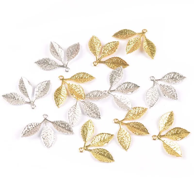 20pcs Mix Leaves Connectors Clasp Flower Filigree Wraps For DIY Scrapbook Metal Crafts Home Decor Handcraft 31x23mm yk0784