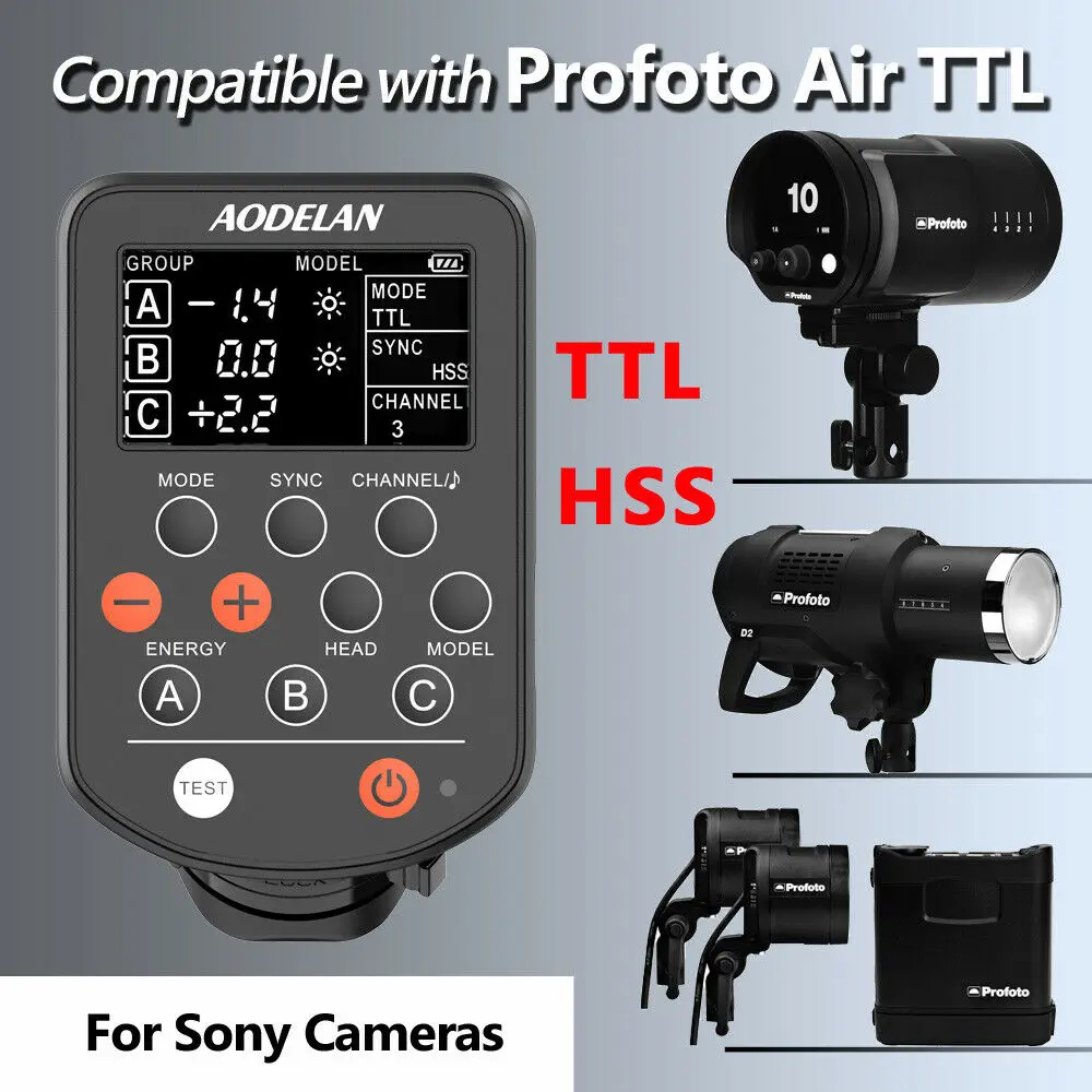AODELAN E7/E2/E4 draadloze flitser trigger, compatibel met Profoto A1 A2 B2 B20 D2 Canon Nikon Sony Pentax, vervangt Profoto Air Remote.