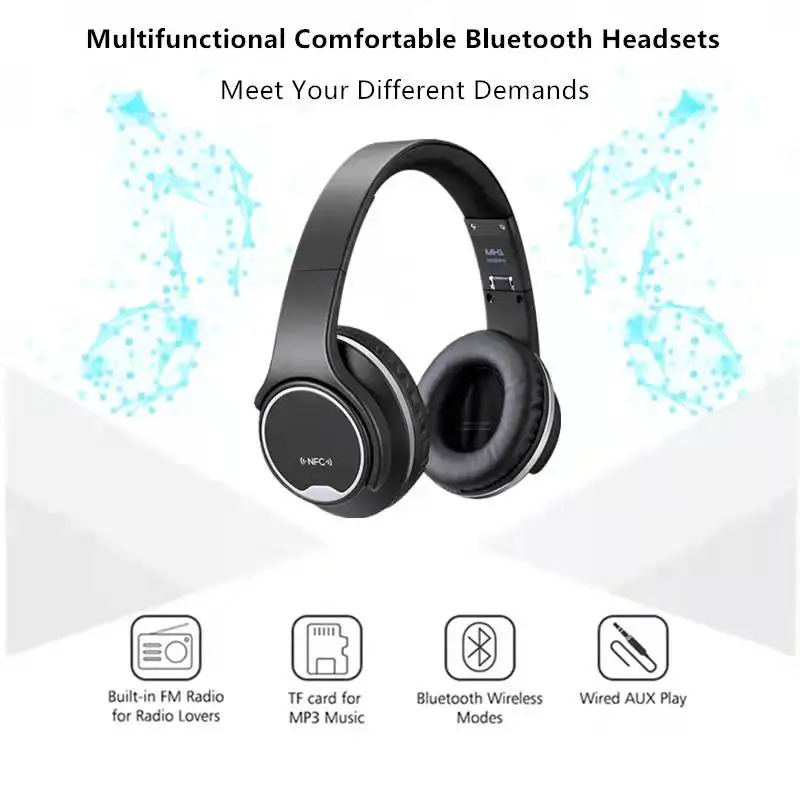 Беспроводные наушники 2 в 1, складные NFC Hi-Fi стереонаушники SODO, Bluetooth-совместимые наушники 5,0 с микрофоном, поддержка TF/FM