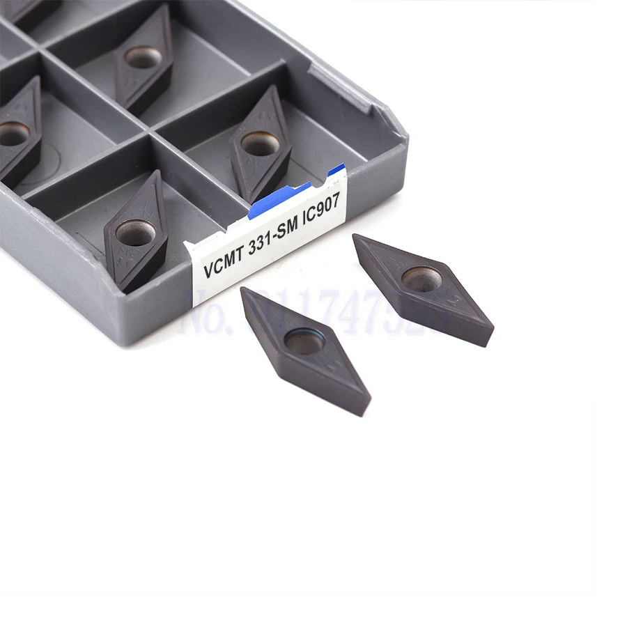 10PCS Carbide Inserts VCMT160404-SM IC907 Cutting Blades VCMT160408-SM IC907 IC908 Internals Turning Tools CNC Lathe Cutter Tool