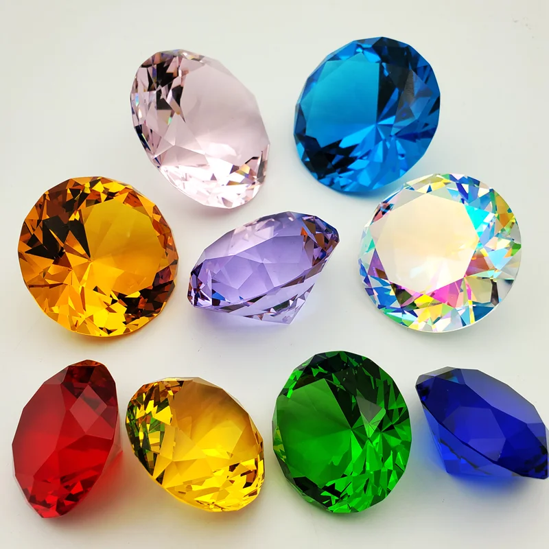 30mm K9 Crystal Faceted Diamond Birthday Gifts Paperweight Decorative Cut Glass Giant Gemstone Wedding Office Desktop Ornament