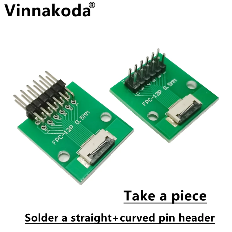 2 buah papan adaptor FFC/FPC 0.5MM-12P hingga 2.54MM Las 0.5MM-12P konektor flip-top Solder lurus/header pin bengkok