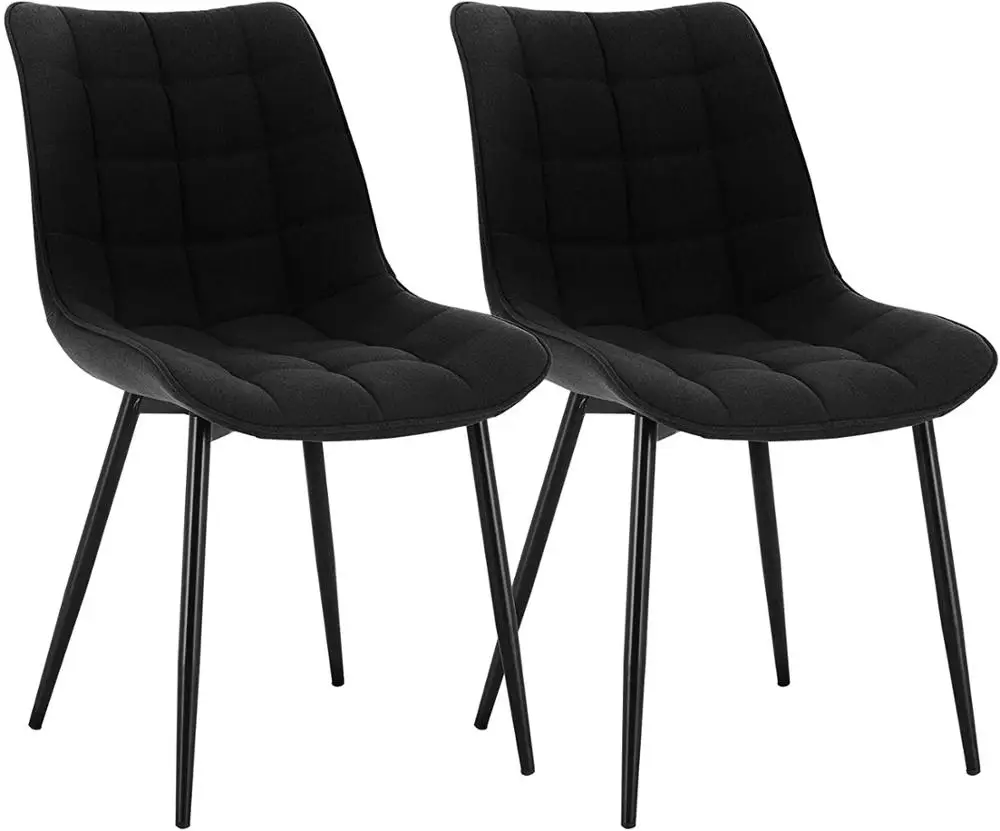 WOLTU 2 stks/set Gestoffeerde Zetel Keukenstoel Kunstleer/Stof/Fluwelen/Linnen Eetkamerstoel Stabiele Metalen Poot voor Restaurant Thuis