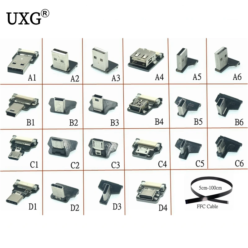 Mini câble ruban d'extension micro USB 90 FPV, fin, plat, souple, flexible, charge FPC, sans balais, pour déterminer le moniteur à cardan