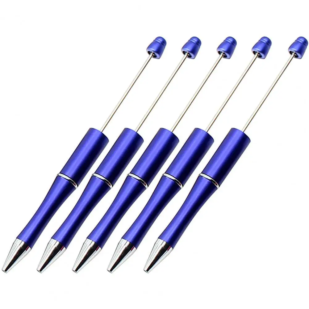 5Pcs 1.0mm Beadable Ball Point Pen Smooth Ink Plastic Kids Stationery Rollerball Pen for Classroom