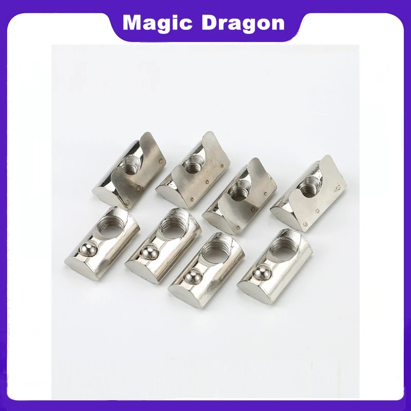 20/50pcs Aluminum Extrusion Profile 2020 3030 4040 4545 CNC M4 M5 M6 M8 Half Round Elasticity Spring Nut Ball Nut