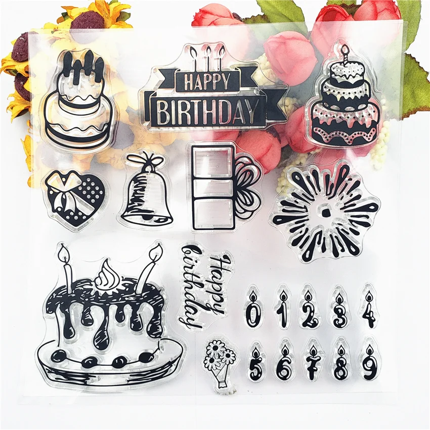 Birthday Cake Transparent Silicone Seal Vintage Character Stamp DIY Decoration Hand Account Rubber Stamp Crafts