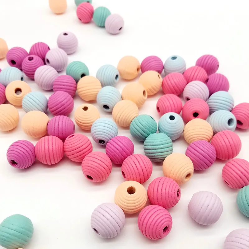 JunKang 10pcs 20mm mixed batch Thread candy color wooden beads jewelry making DIY handmade bracelet necklace materials Wholesale