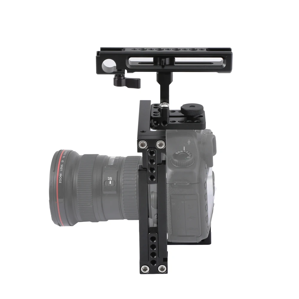 HDRIG Top Cheese Handle Grip Extension-type Half Camera Cage Kit with With Shoe Mounts &15mm Railblock for DSLR Camera 80D a7II