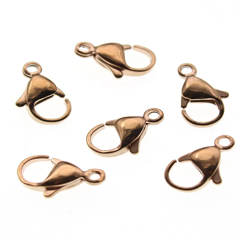 20Pcs Stainless Steel Rose Gold Black Lobster Claw Clasps Jewelry Findings DIY Necklace Bracelet Making Accessories 9 10 12 15MM