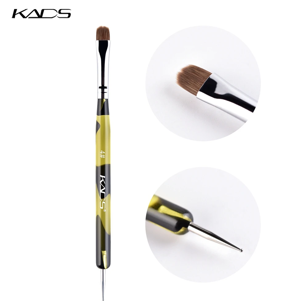 

KADS Size 4 French Acrylic Kolinsky Brush Professional Manicure Brush Clean-up Nail Art Brush with Nail Dotting Tool Pen