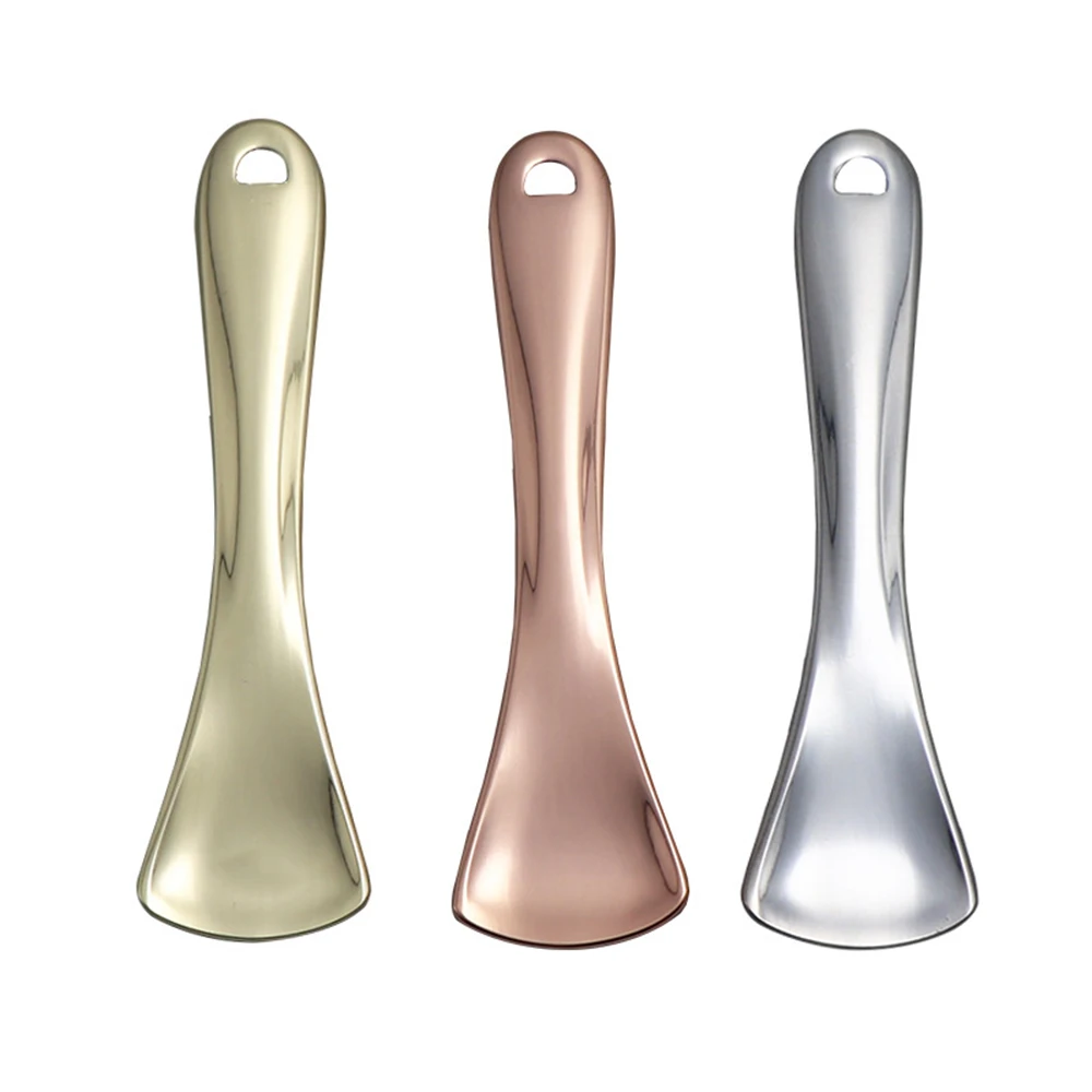 Mini Spatule Cosmétique Courbée en Métal et Zinc, Cuillère à Crème pour les Yeux, Bâton de miles, Or et Argent, 1 Pièce