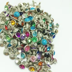 50sets 6mm Mix Farbe Kristall Strass Silber Nieten Diamante Stud DIY Handwerk Kleidung Leder Dekor Rebite Spikes Glas taste