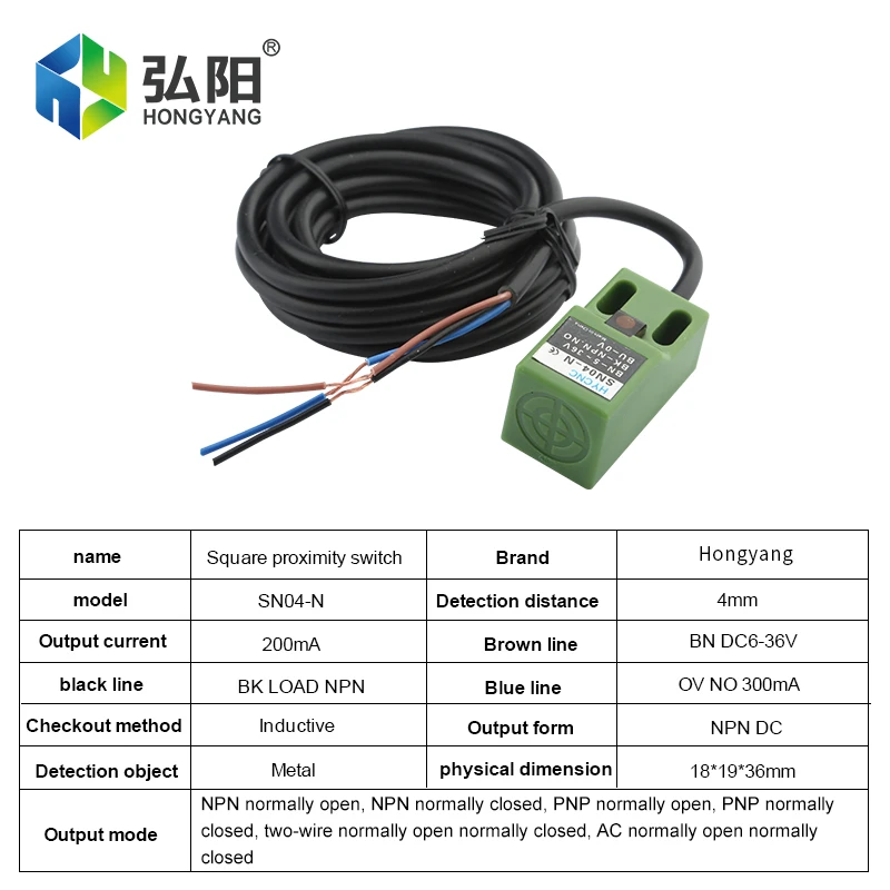 Inductieve Proximity Sensor SN04N Cube Shell Metalen Ijzer Naderingsschakelaar Detectie Afstand 4Mm Npn No 3-Wire Touch schakelaar 6-36V