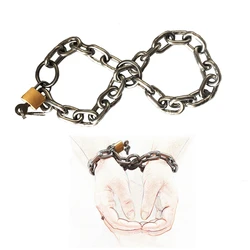 Latest Female Adjustable Stainless Steel Hand Chain Wrist Cuffs Restraint Lock Handcuffs Manacle Adult Bondage BDSM Sex Toy