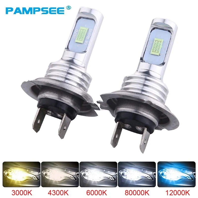 PAMPSEE LED Fog lamp H7 LED Lamps For Cars Headlight Bulbs H4 led H8 H11 Fog Light HB3 9005 HB4 Ice Blue 3000K Auto 12V 24V 3570