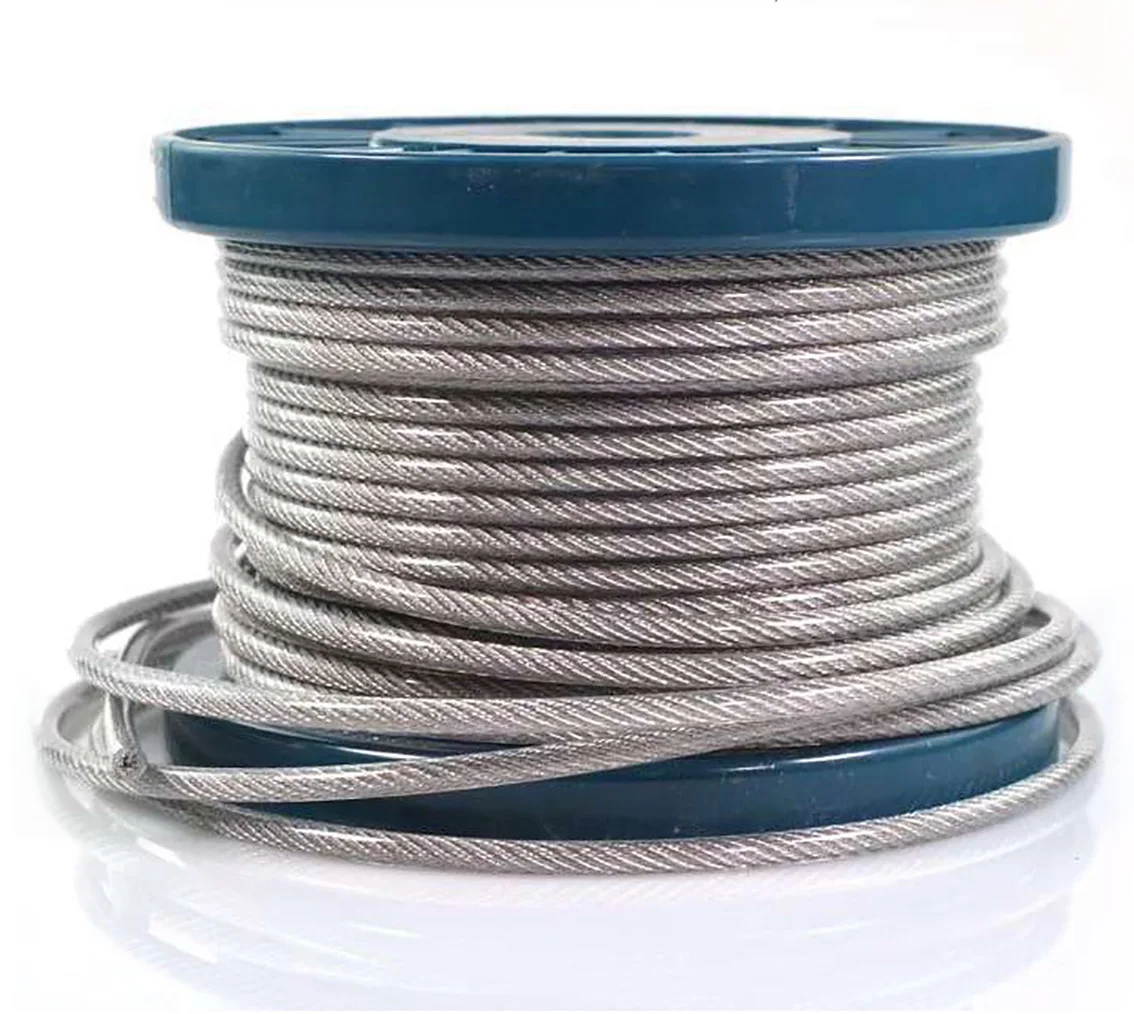 0.8mm-5mm 304 Stainless Steel PVC Coated Wire Rope 1*7/7*7/7*19 Flexible Cable Clothesline Soft Cable Transparent Wire Rope