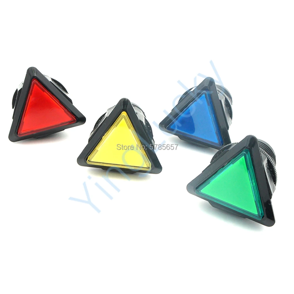 Botão Iluminado com Suporte e Micro Interruptor, LED Arcade Botões, Forma Triangular, 5 cores disponíveis, 1PC, 12V