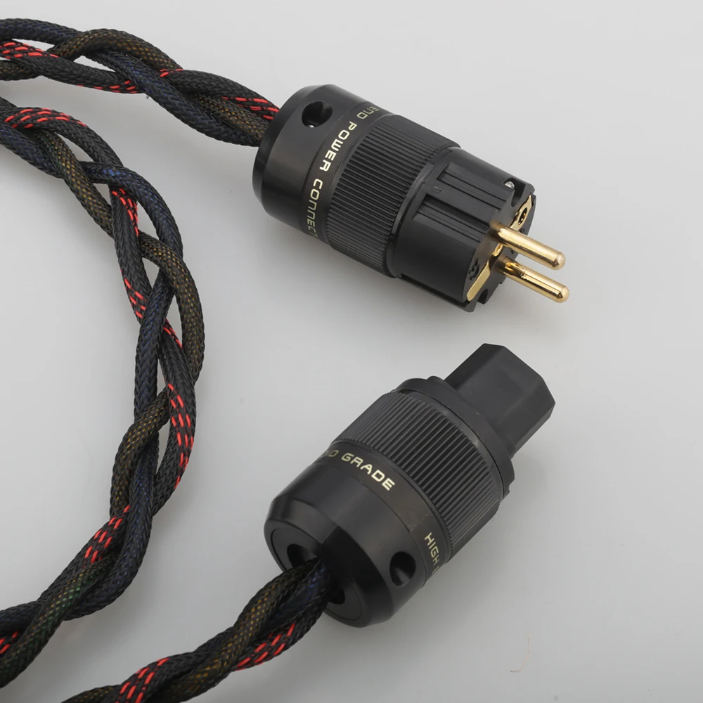 High Quality P103 Audiocrast Schuko Mains Power Cord Cable HIFI CD Amplifier Amp EU Power Plug Cable Braided AC Power Kabel