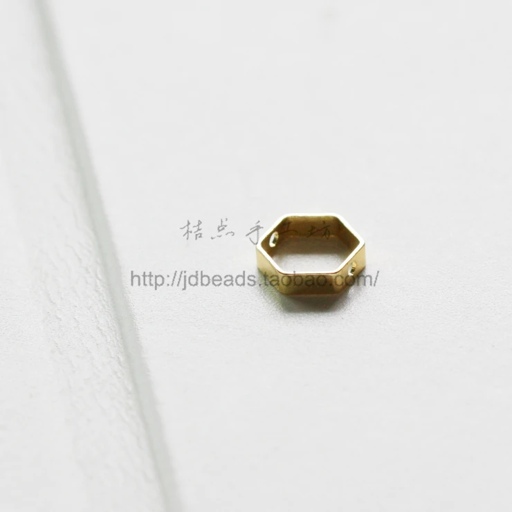 Solid Brass Hexagon Charm - Bead Frame - Spacer 8x2.2mm (1897C)