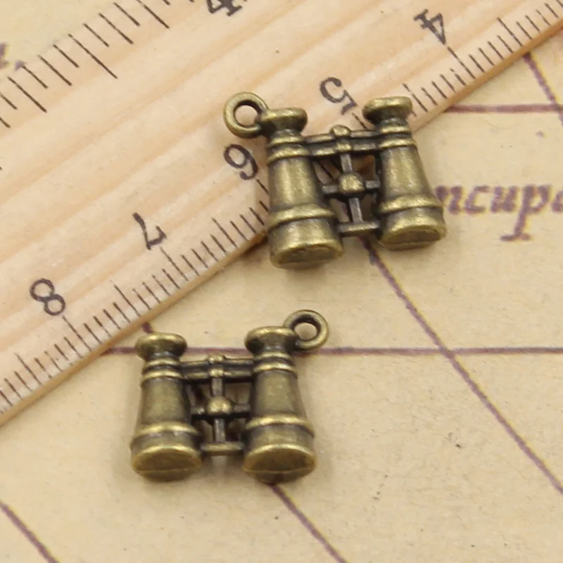 15pcs Charms Double Sided Telescope 15x15mm Tibetan Bronze Silver Color Pendants Crafts Making Findings Handmade DIY Jewelry