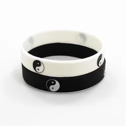 1pc Cool Tai Chi Silicone Wristband Black White Color Sports Rubber Silicone Bracelets Bangles Fashion Jewelry Gifts Hot Sale