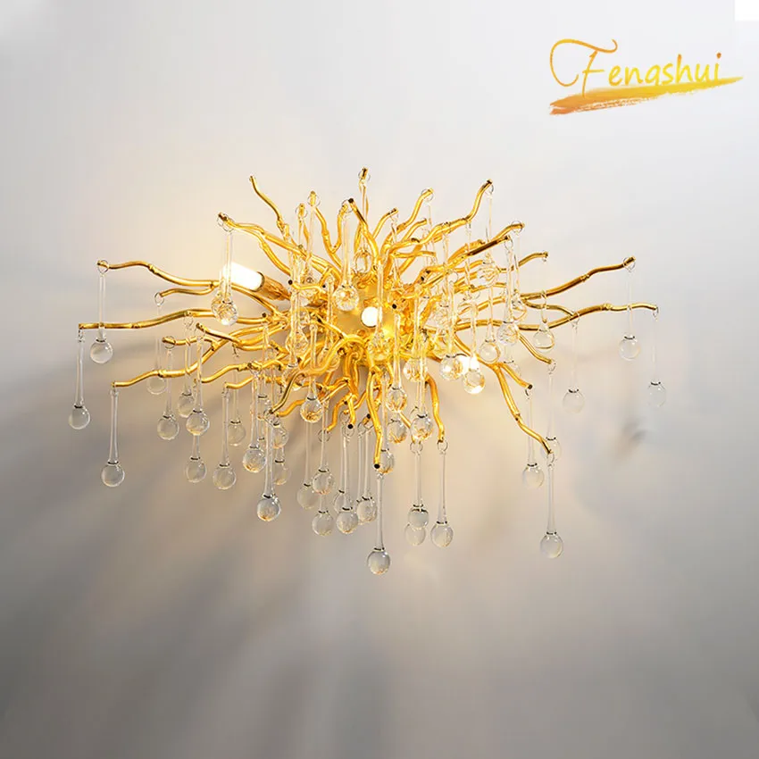 

Post-modern Light Luxury Wall Lamp Lighting Nordic LED Golden Gloss Wall Lights Bedside Background Wall Living Room Wall Lamps