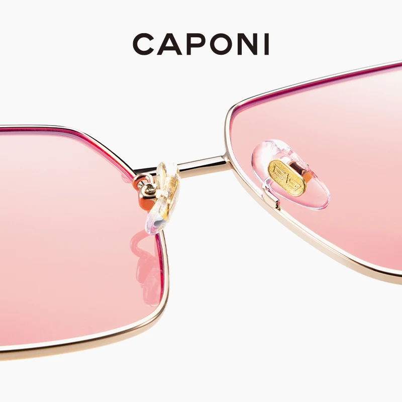 CAPONI Square Classic Sunglasses For Women Fashionable Multicolor Lense Eyewear Famous Brand Designer Trendy Sun Glasses CP2108