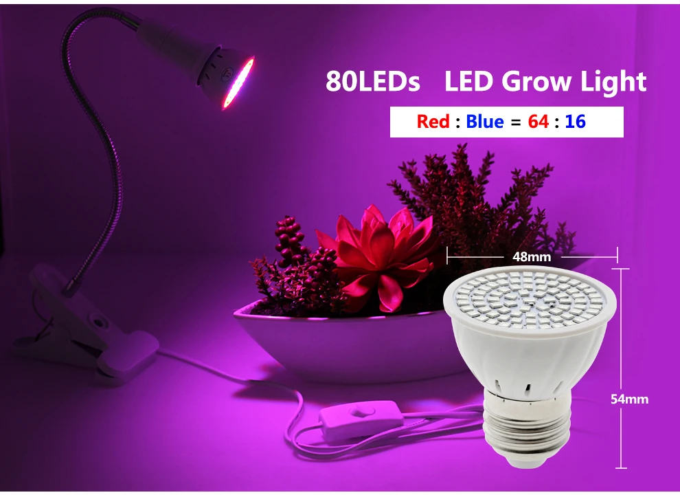 LED Grow Light E27 220V 80 200 290 LEDs Plant Growth Light Bulb For Indoor Garden Plants Flower  Growing Lighting.