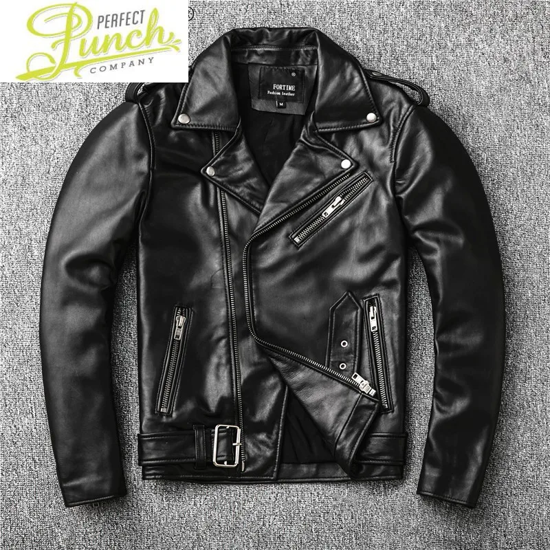 

Genuine Fashion Leather Jacket Slim Motorcycle Sheepskin Coat Streetwear Biker Men Clothing Chaquetas De Cuero Hombre WPY3777