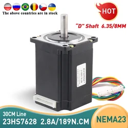 1PC Nema23 Stepper Motor 23HS7628 4-Lead 270oz-in 76mm 2.8A 189N.CM Bipolar CE ISO ROHS CNC Router Engraving Machine DM542 drive