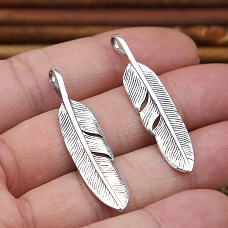 Indian Style 925 Sterling Silver Feathers Jewelry Charms Pendant Takahashi Goro Men and Women Fine Accessories GOP041