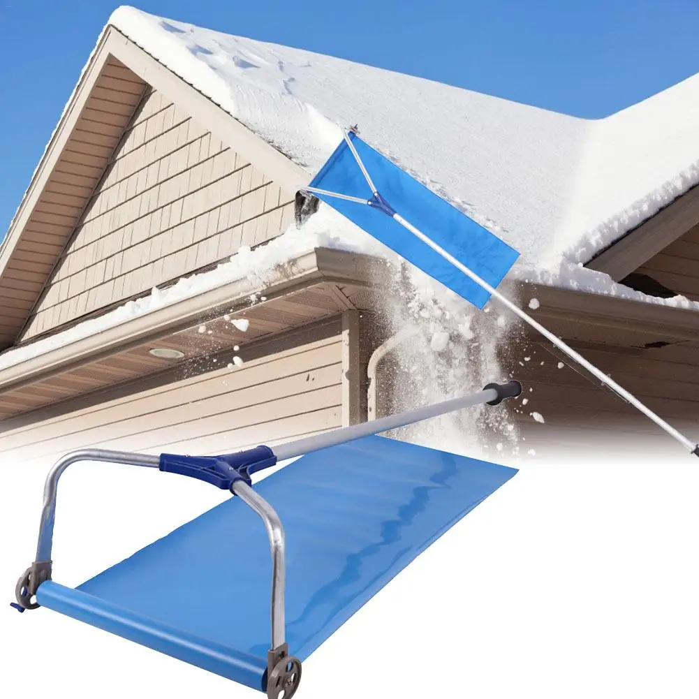 Roof Snow Rake -30 Degrees Telescopic Snows Removal System Cloth Adjustable Slip-proof Rod Roof Rake For Removing Snow