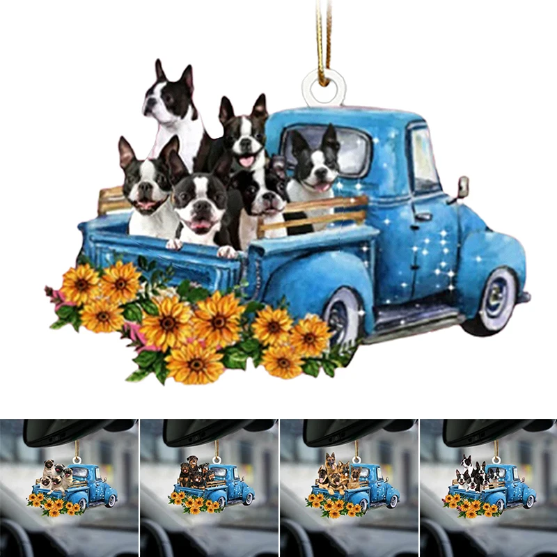 2021 Boston Terrier-Dog Lovers Take The Trip Classic Ornament Cute Cartoon Shape for Home Car Decor