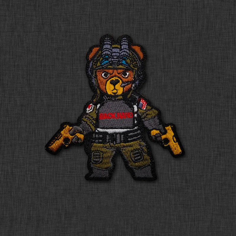 Mayan Totem Chief Tactical Bear Embroidery Patch Night Vision Helmet Animal Badges for Backpack Clothes Jacket Decor Applique