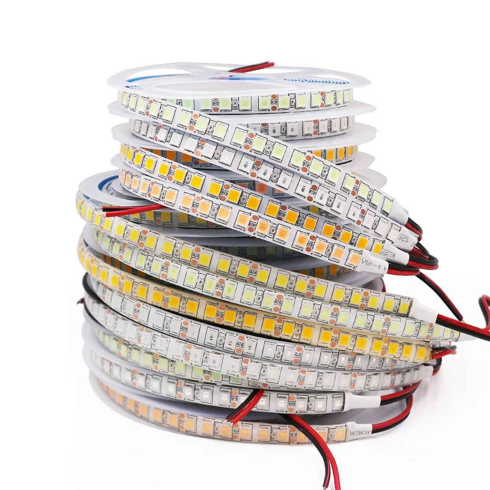 Tira de luces LED de 12V CC, 5054, 120LED/m, cinta Flexible resistente al agua, color rojo, rosa, azul, verde, blanco Natural, dorado