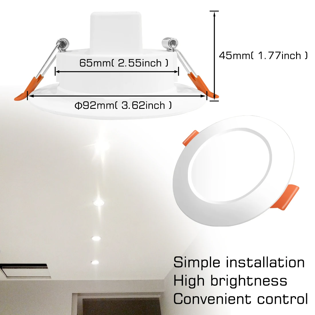 Lâmpada do teto LED colorida compatível com Bluetooth, luz redonda embutida, luminária Home inteligente, RGB Downlight, 110V, 220V