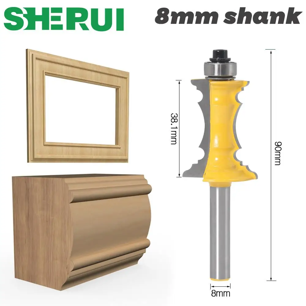 

SHERUI 1pc 8mm Shank 1-1/2" Miter Frame Molding Router Bit Line knife Door knife Tenon Cutter for Woodworking Tools