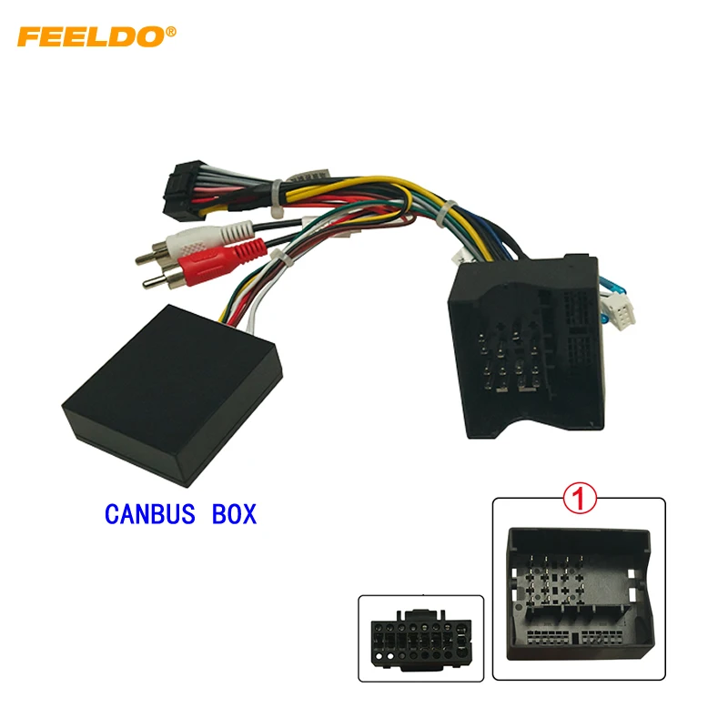 FEELDO Car 16pin Audio Wiring Harness With Canbus Box For Volkswagen Touareg 03-10 Aftermarket Stereo Installation Wire Adapter