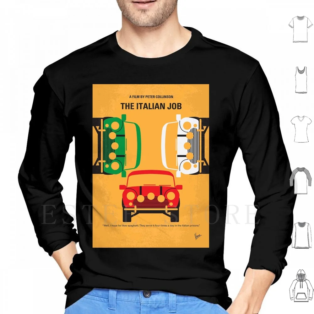 No279-The Italian Job Minimal Movie Poster Hoodies Italian Job Steal Gold Charlie Croker Three Mini Coopers Torino