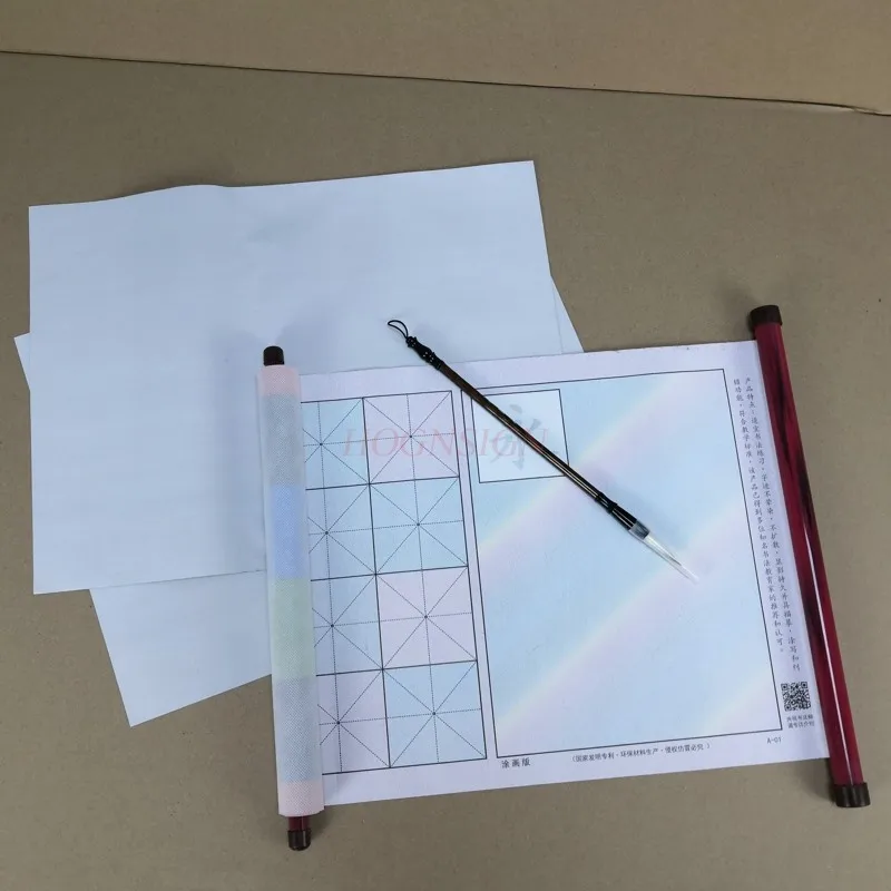 Cuaderno de caligrafía para estudiantes, tapete de tela con tapa, pincel de escritura de agua mágica sin tinta, práctica de caligrafía china