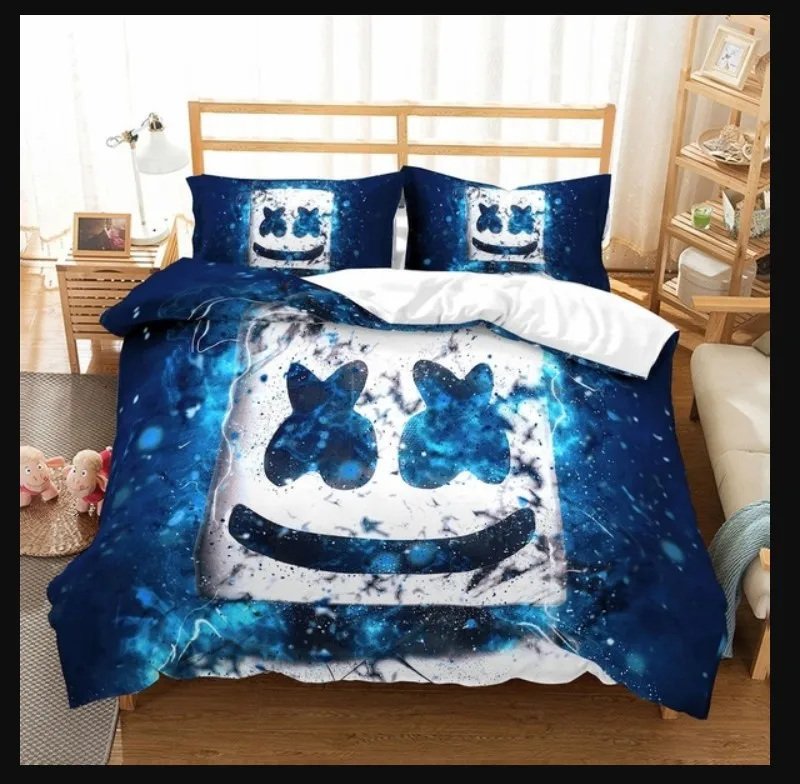 3D Print Comforter Bedding Set DJ Marshmello Queen Twin Single King Size Duvet Cover Set Pillowcase Luxury Home Textile Children