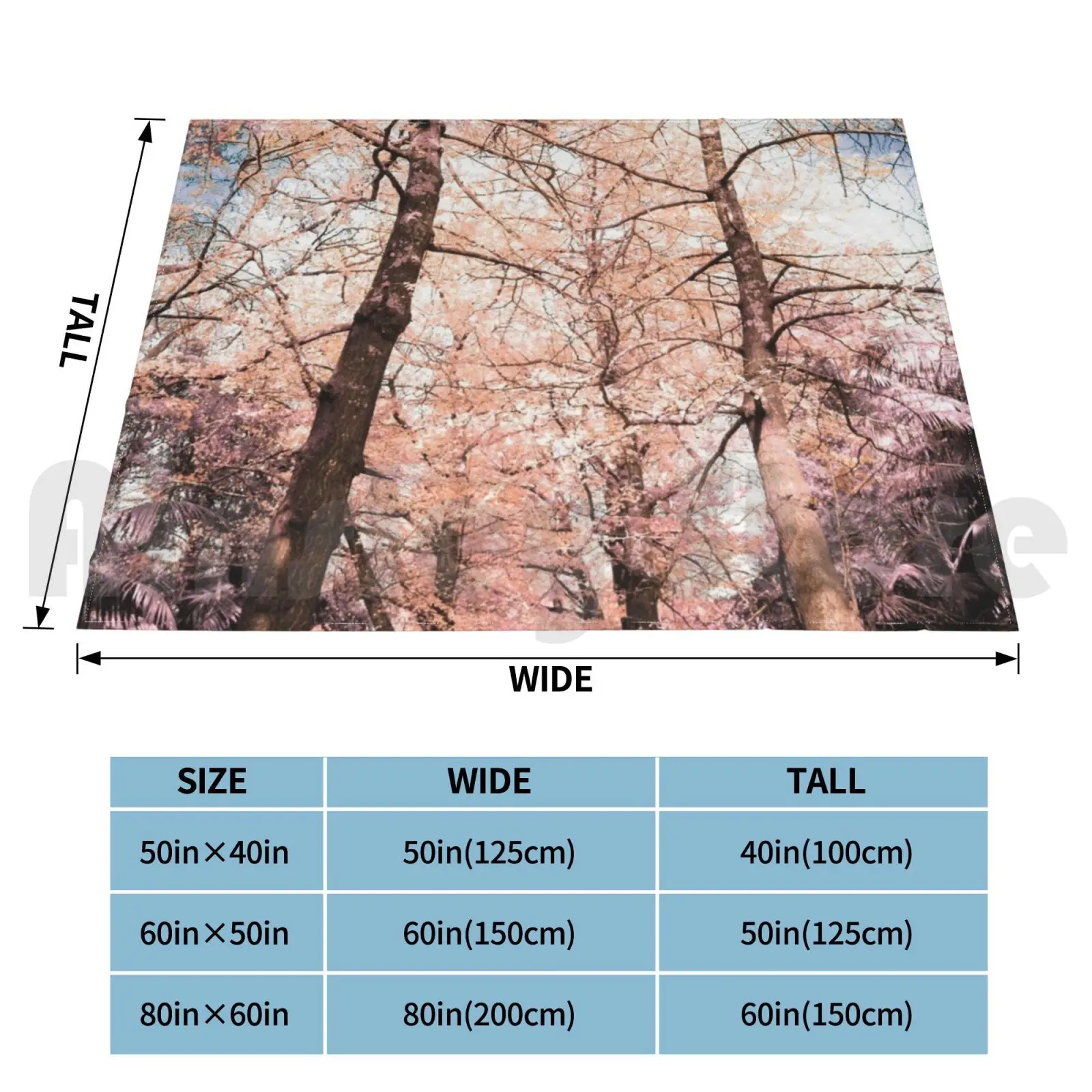 Ginkgo Biloba Trees Blanket Fashion Custom Infrared Artsy Dreamy Fine Art Simulated Ginkgo Biloba Trees