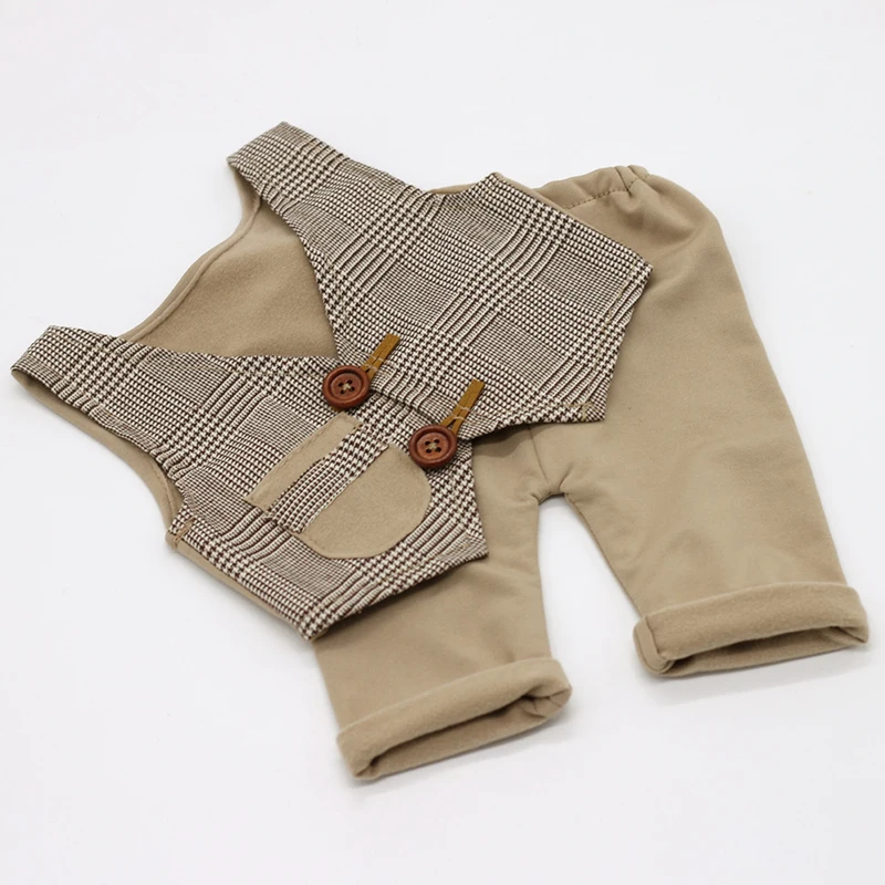 Newborn Baby Photography Clothing Plaid Waistcoat+Pants 2pcs Set Boys Photo Costumes Outfit Infant Gentleman Clothes