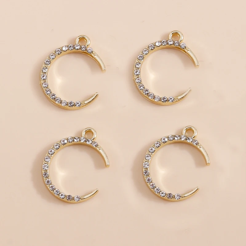Mix 8 Stück Goldfarbe Herz Mond Sterne Bär Kristall Perlen Charms für DIY Schmuckherstellung Zubehör Anhänger Halskette Ohrringe – Detail 31